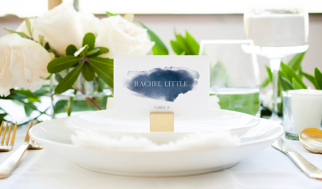 Navy Watercolor Wedding Place Cards