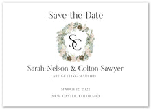 Load image into Gallery viewer, Monogram Sage Green and Blush Floral Wedding Invitation Suite

