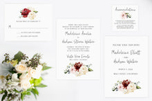 Load image into Gallery viewer, Romantic Maroon Floral Wedding Invitation Suite
