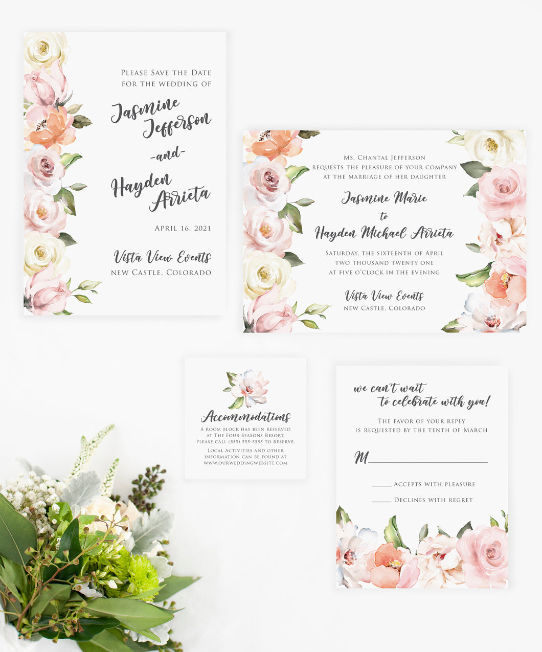 Rose Garden Wedding Invitation Suite