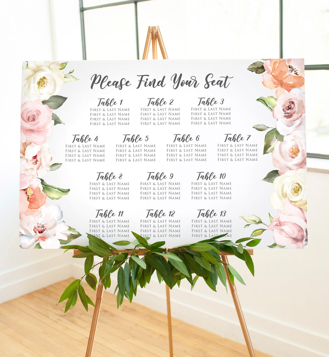 Rose Garden Wedding Seating Chart