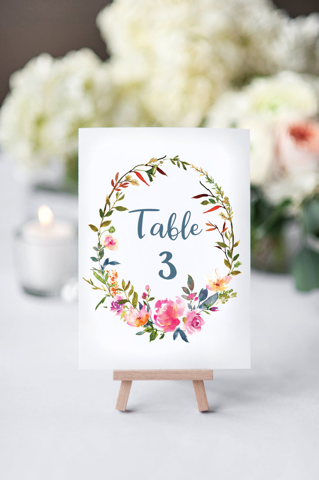 Beautiful Bright Floral Wedding Table Numbers