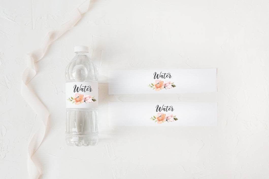 Rose Garden Wedding Water Bottle Labels